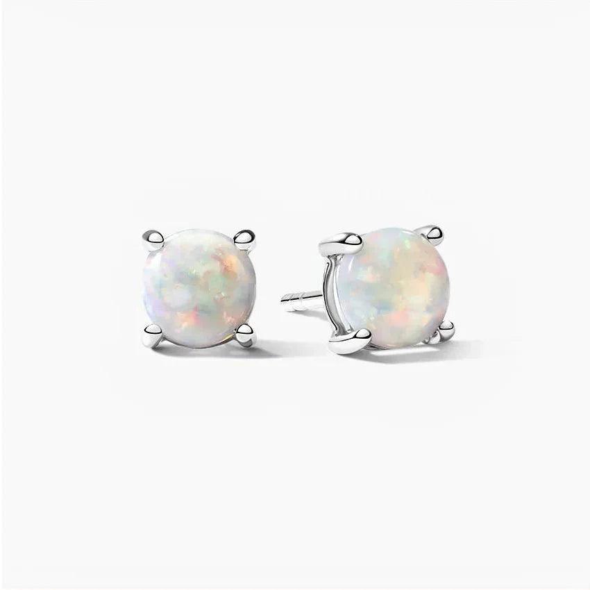 Australian Solid Opal Earrings in Sterling Silver