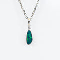 Australian Opal in 14K Solid White Gold - Fiery Opal Necklace - Genuine Australian Doublet Opal Gem Stone Pendant