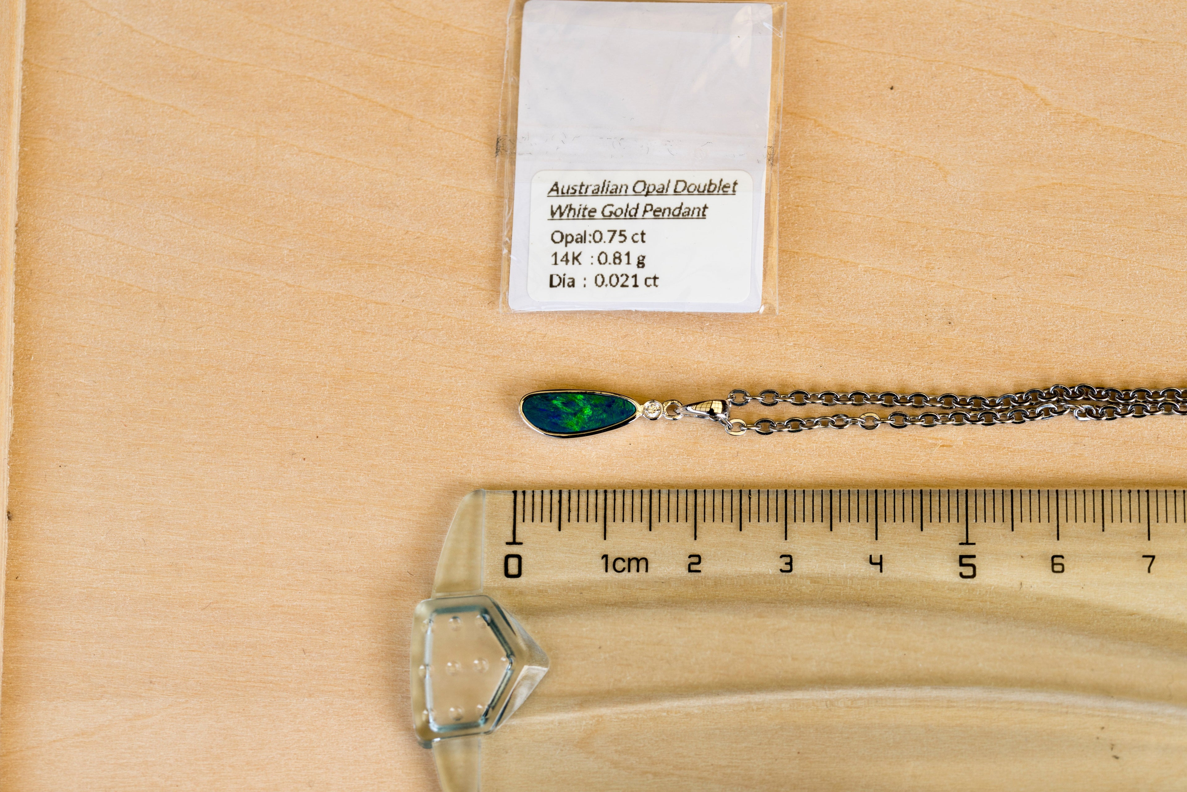 Australian Opal in 14K Solid White Gold - Fiery Opal Necklace - Genuine Australian Doublet Opal Gem Stone Pendant