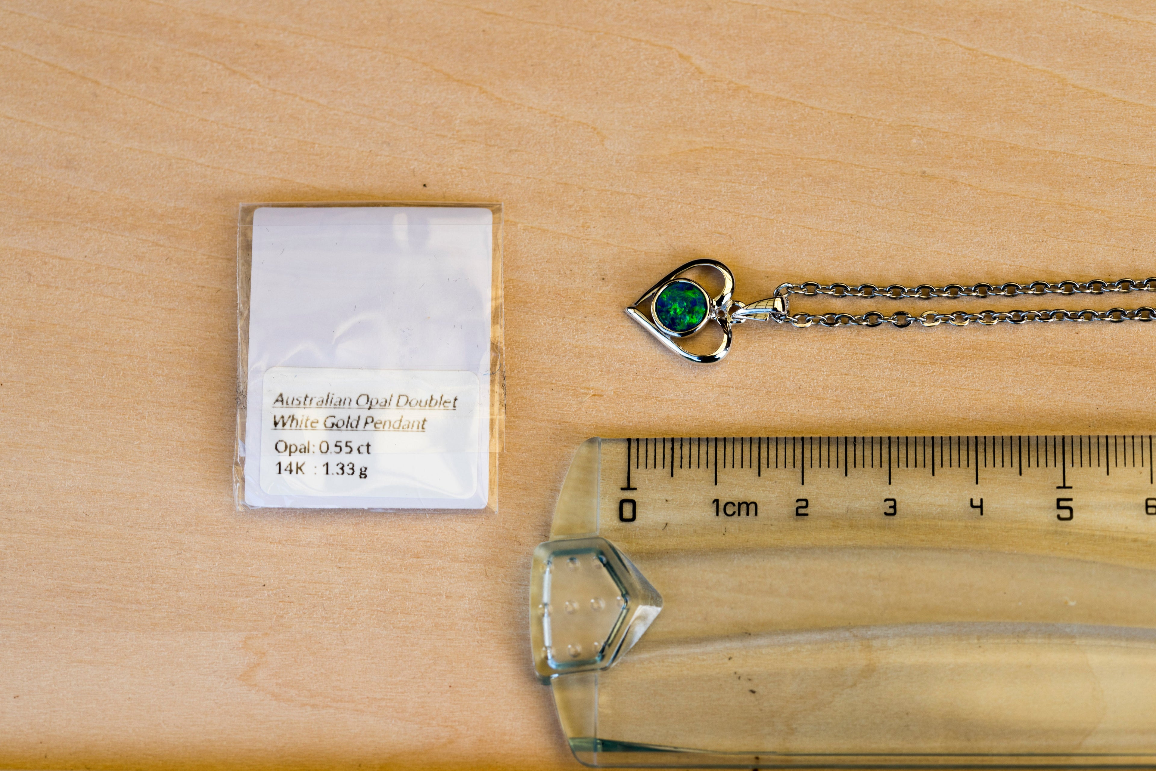 Premium Australian Opal in 14K Solid White Gold - Multi Color Fire Opal Necklace - Genuine Australian Doublet Opal Gem Stone Pendant