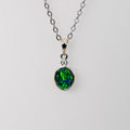 Australian Opal in 14K Solid White Gold - Multi Color Fire Opal Necklace -  Genuine Australian Doublet Opal Gem Stone Pendant