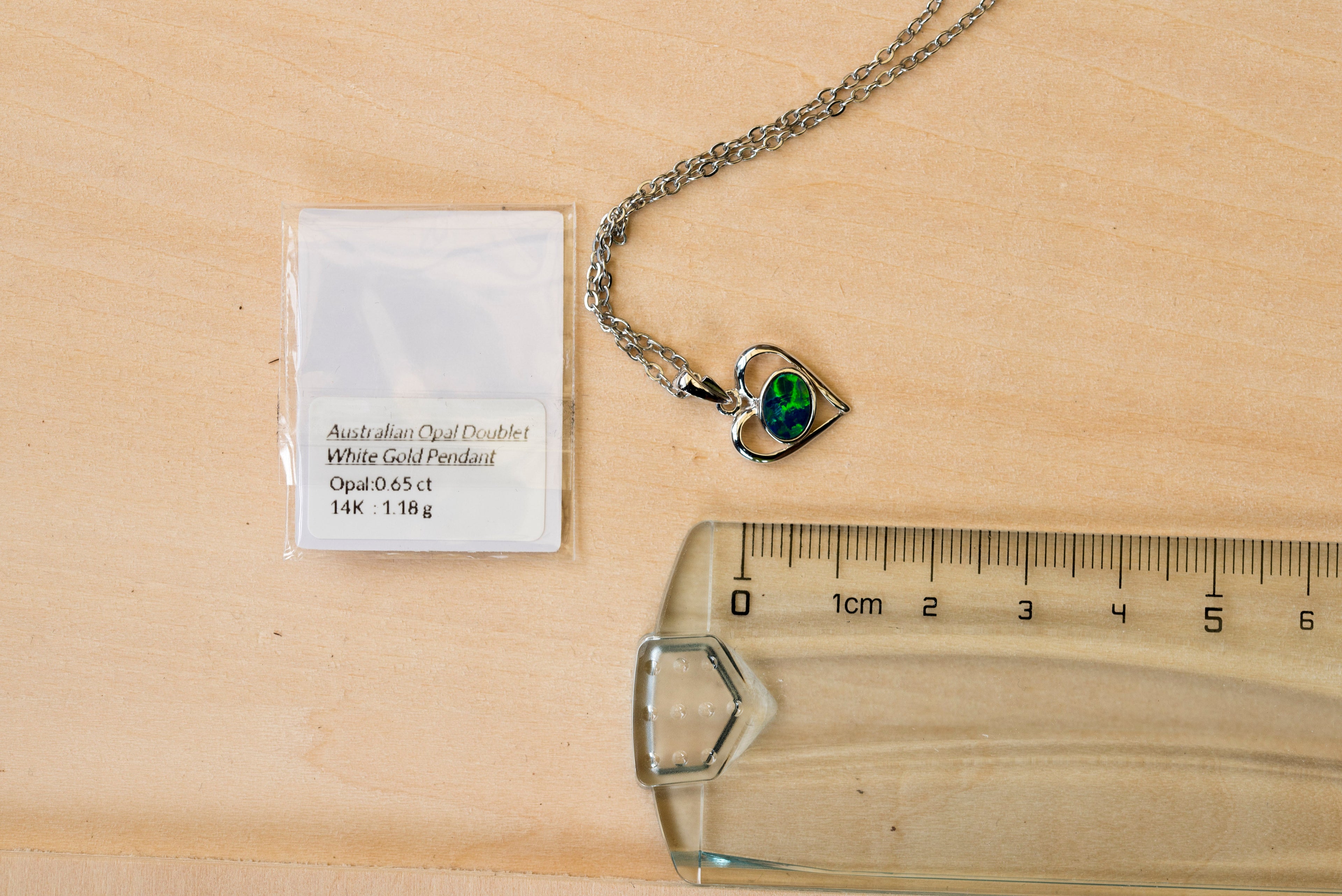 Australian Opal in 14K Solid White Gold - Colorful Opal Necklace - Genuine Australian Doublet Opal Gem Stone Pendant