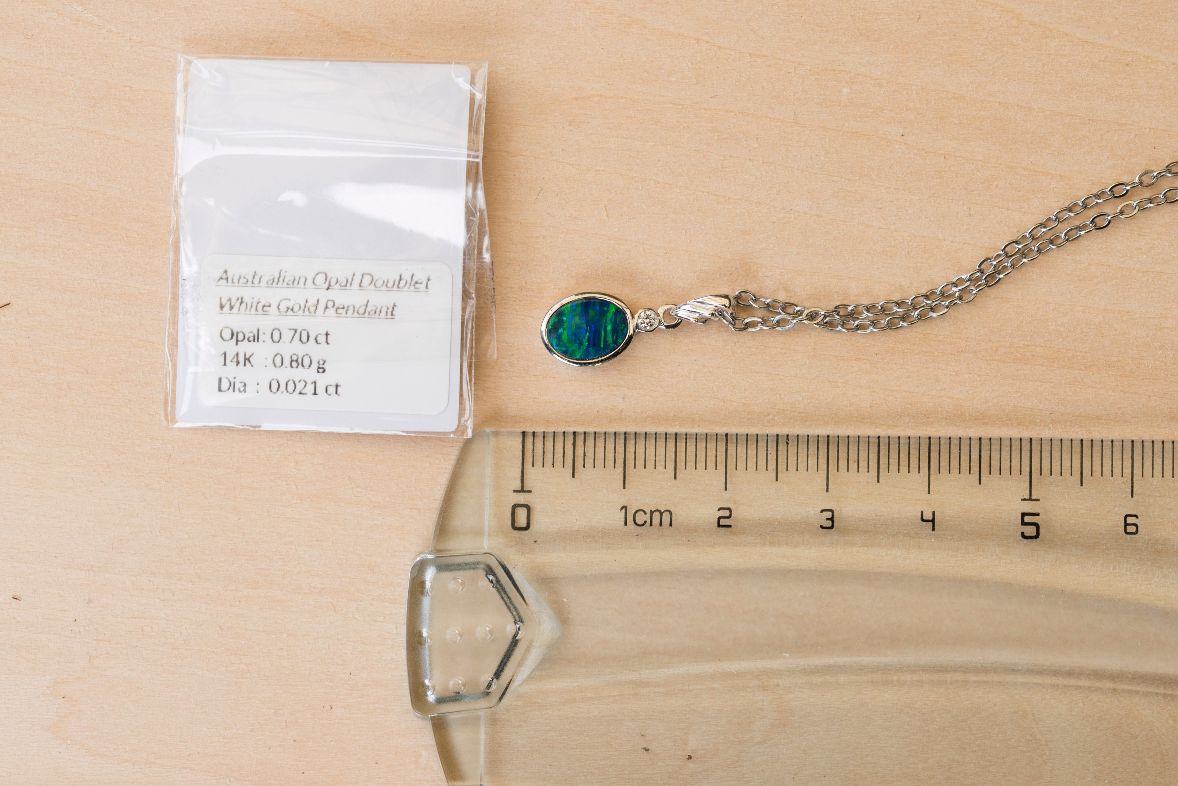 Australian Opal in 14K Solid White Gold - Natural Multi Color Fire Opal Necklace - Genuine Australian Doublet Opal Gem Stone Pendant