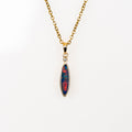 Australian Opal in 14K Solid Yellow Gold - Enchanted Fire Opal Necklace - Genuine Australian Doublet Opal Gem Stone Pendant