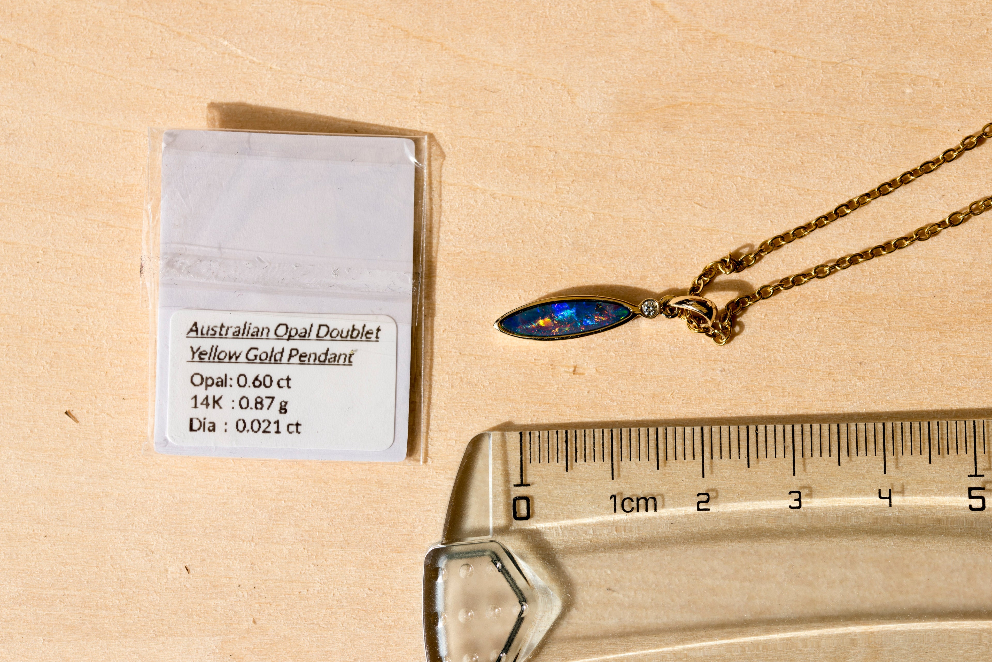 Australian Opal in 14K Solid Yellow Gold - Enchanted Fire Opal Necklace - Genuine Australian Doublet Opal Gem Stone Pendant