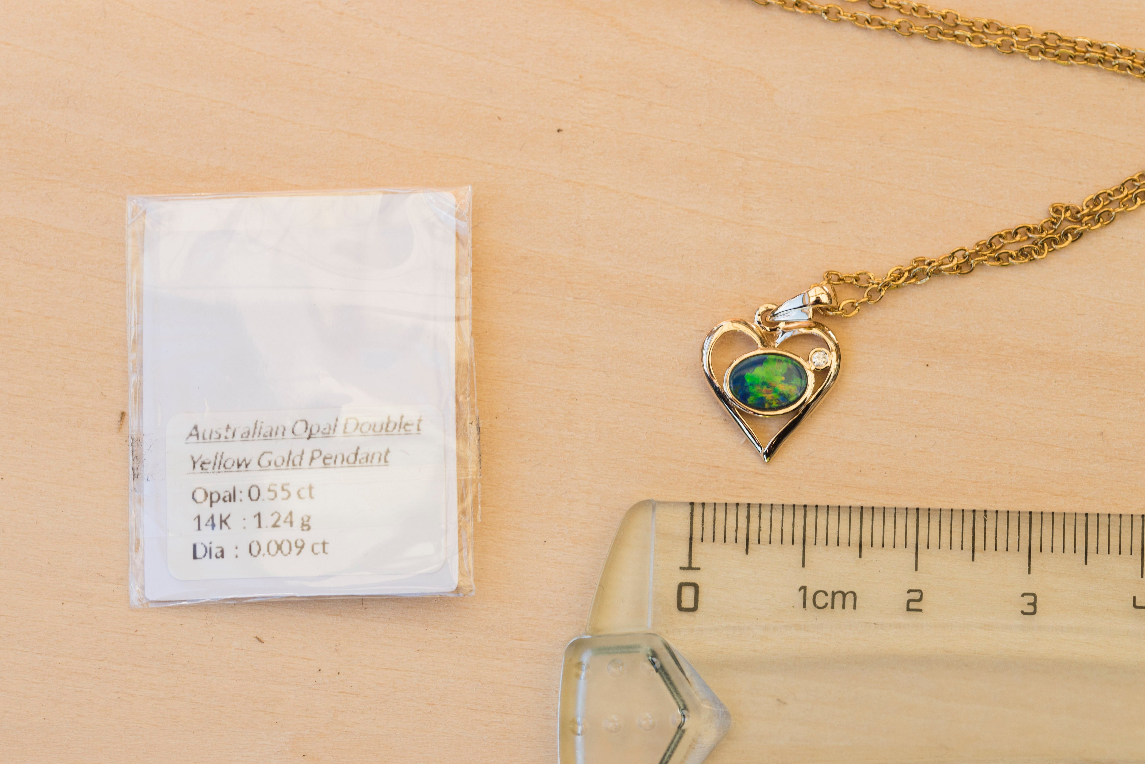 Australian Opal in 14K Solid Yellow Gold - Multi Color Sparking Opal Necklace - Genuine Australian Doublet Opal Gem Stone Pendant