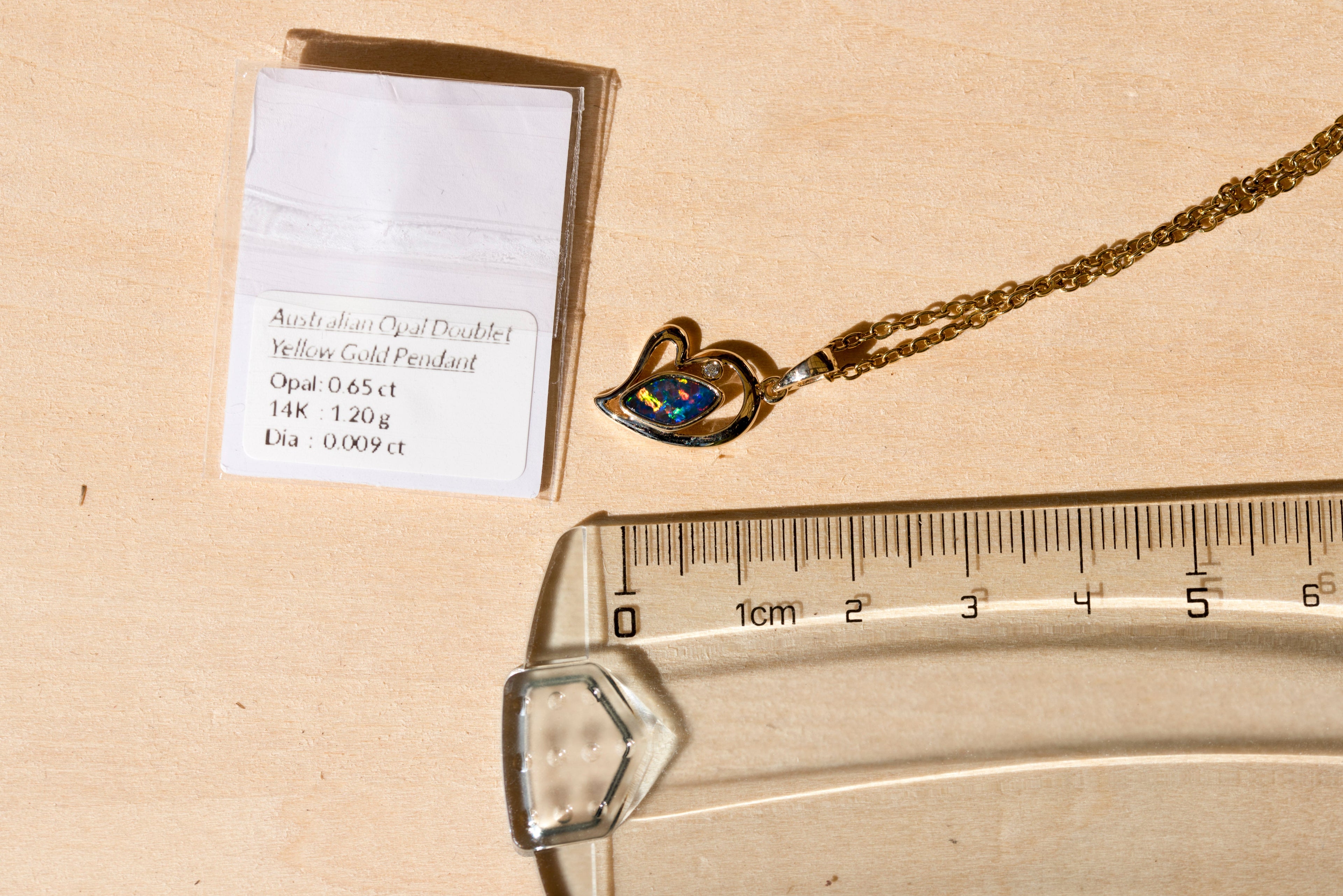 Australian Opal in 14K Solid Yellow Gold - Luxury Multi Color Fire Opal Necklace - Genuine Australian Doublet Opal Gem Stone Pendant