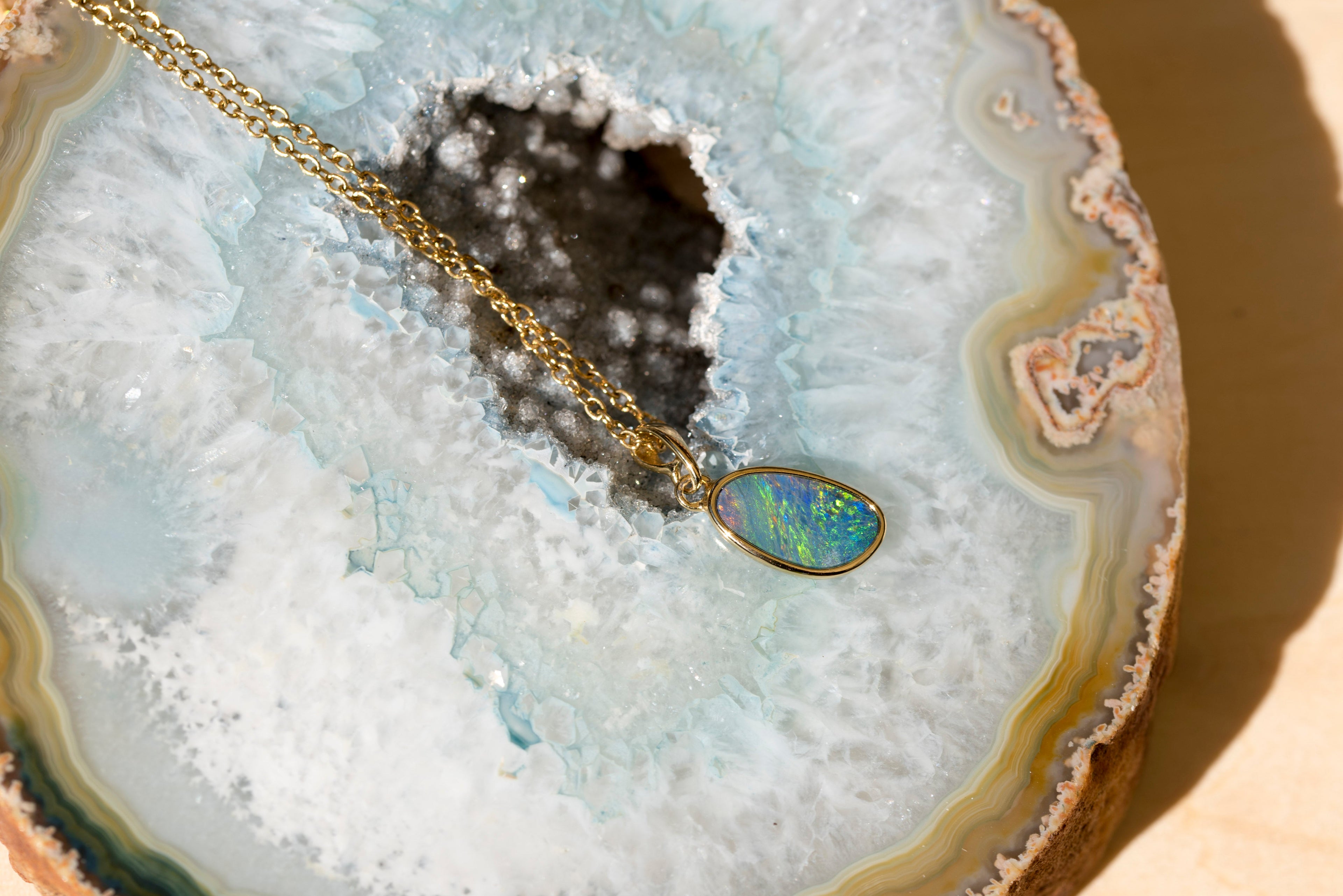 Genuine Australian Fire Opal Pendant - Authentic Australian Doublet Opal Pendant Necklace in Sterling Silver Yellow Gold Plated