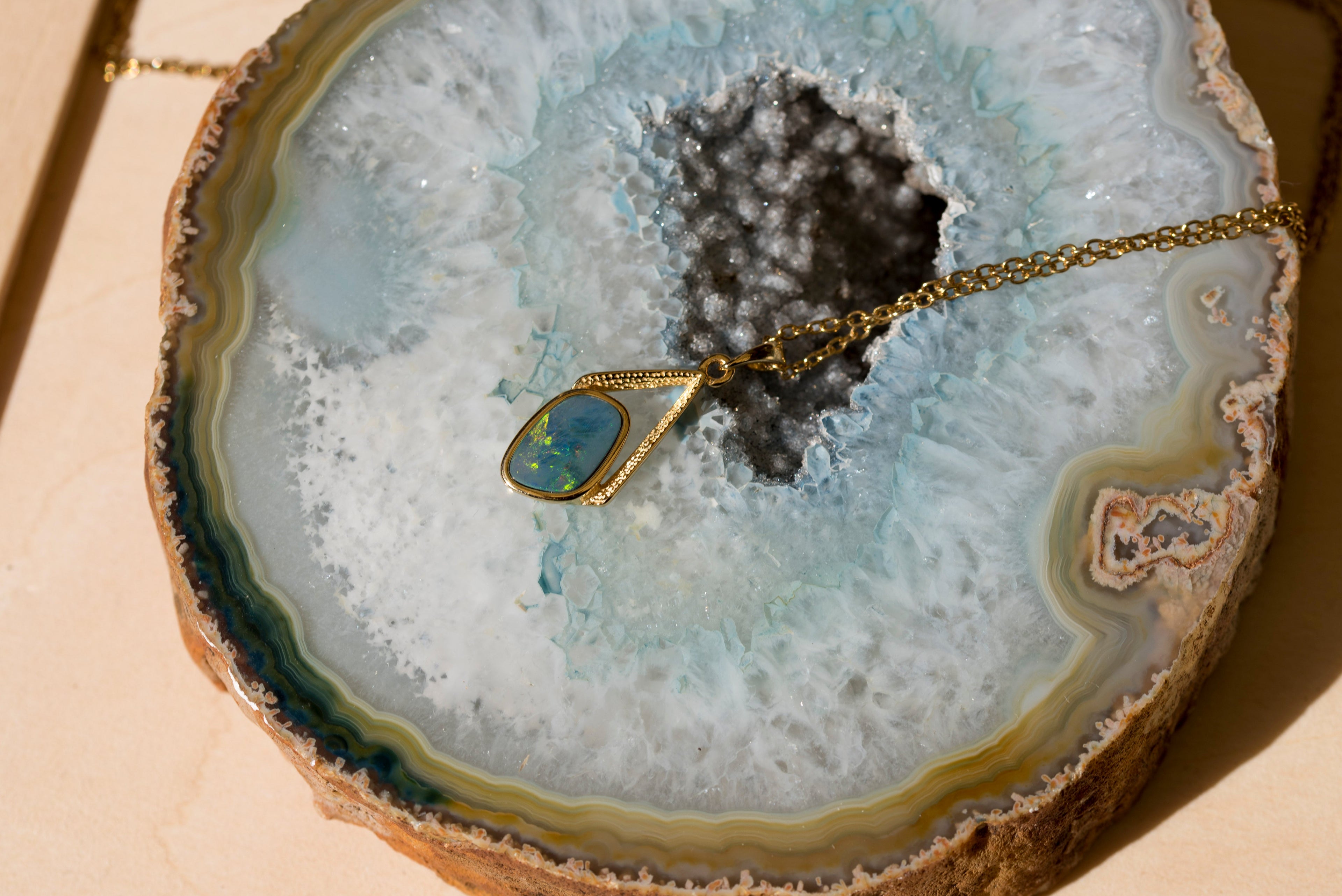 Genuine Australian Fire Opal Jewelry - Authentic Australian Doublet Opal Pendant Necklace in Sterling Silver Yellow Gold Plated