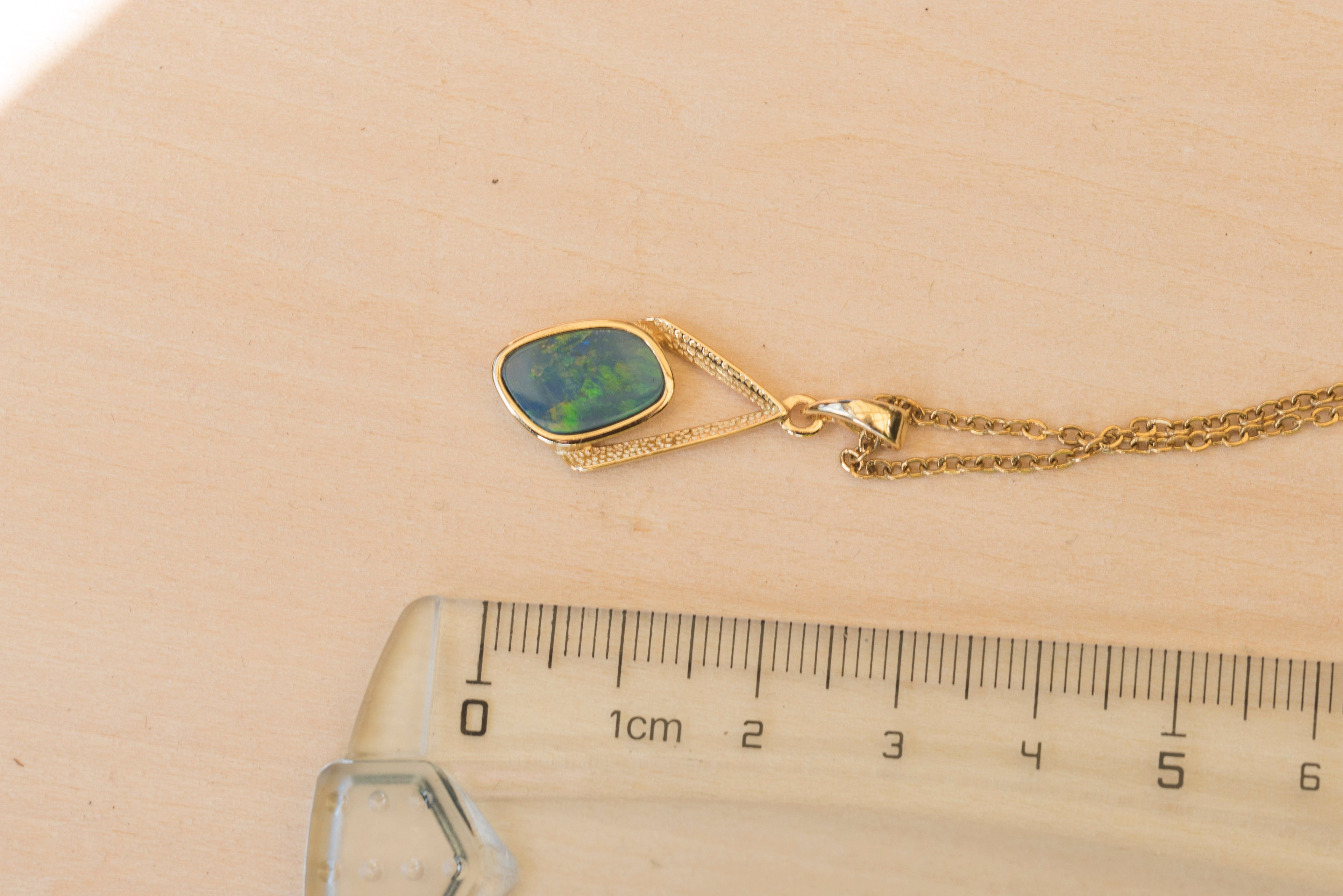 Genuine Australian Fire Opal Jewelry - Authentic Australian Doublet Opal Pendant Necklace in Sterling Silver Yellow Gold Plated