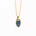 Genuine Australian Fire Opal - Simple Design Australian Doublet Opal Pendant Necklace in Sterling Silver Yellow Gold Plated