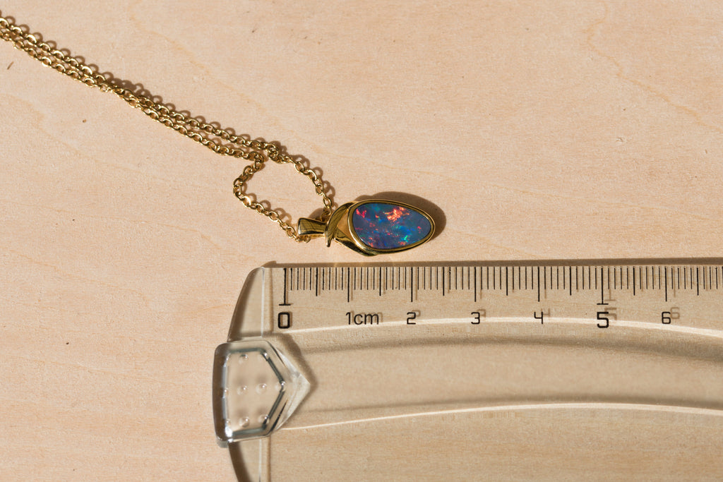 Genuine Australian Fire Opal - Simple Design Australian Doublet Opal Pendant Necklace in Sterling Silver Yellow Gold Plated