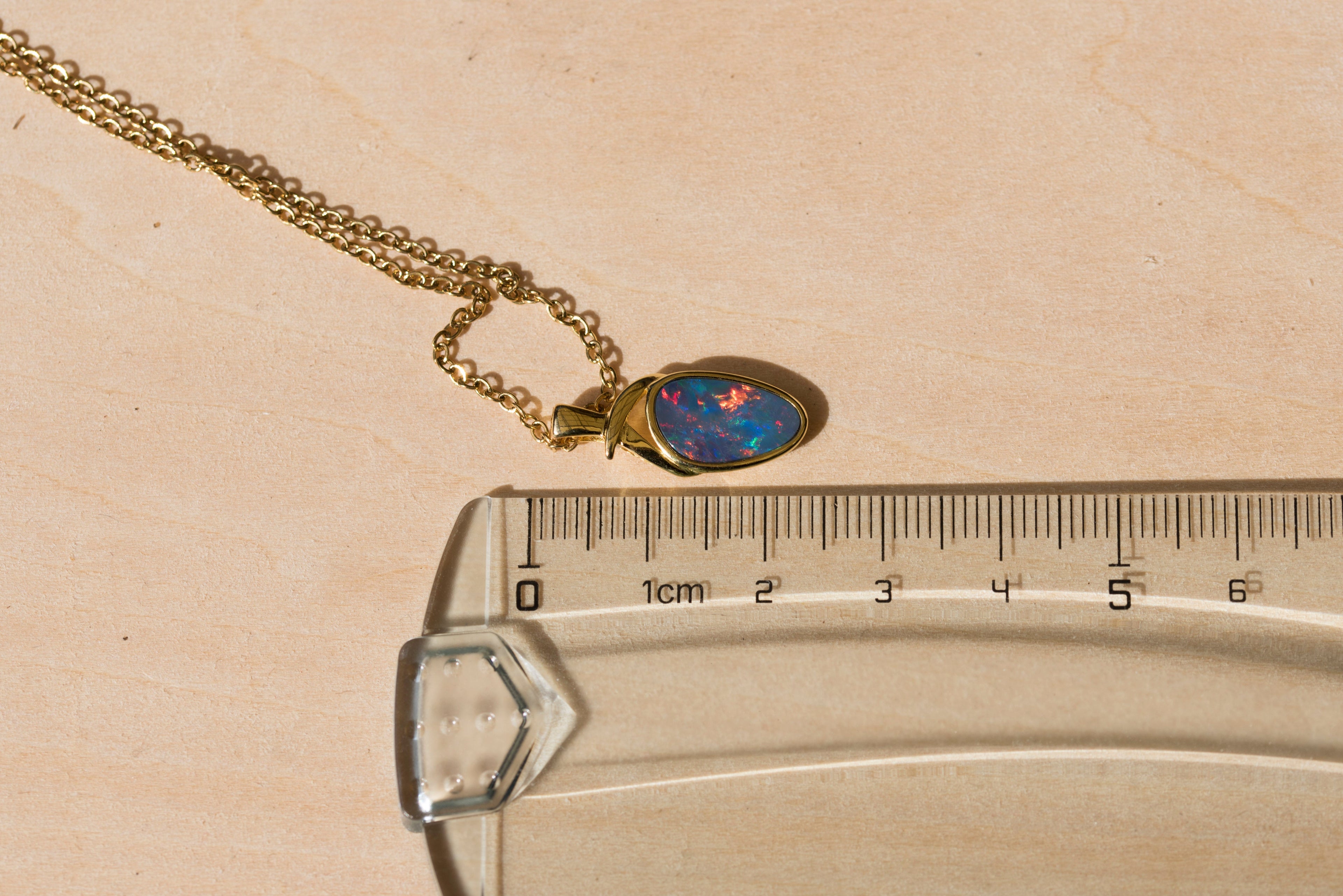 Genuine Australian Fire Opal - Simple Design Australian Doublet Opal Pendant Necklace in Sterling Silver Yellow Gold Plated