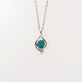 Genuine Australian Opal - Blue Green Opal Pendant - Authentic Australian Doublet Opal Necklace in Sterling Silver White Gold Plated