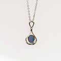 Genuine Australian Opal - Multi Color Opal Pendant - Authentic Australian Doublet Opal Necklace in Sterling Silver White Gold Plated
