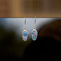 Genuine Australian Fire Opal - Luxury Design Australian Doublet Opal Earrings in Sterling Silver White Gold Plated
