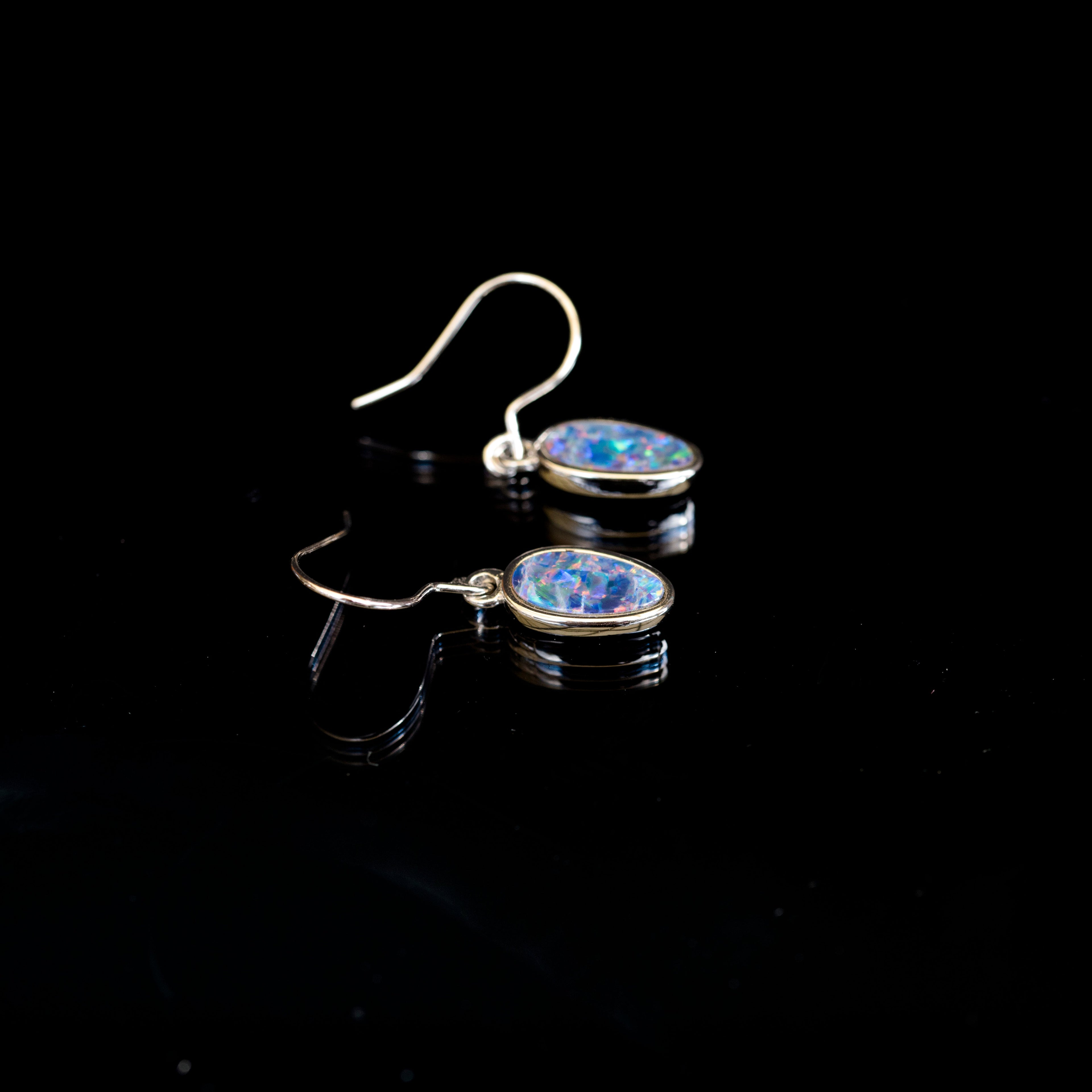 Genuine Australian Fire Opal - Luxury Design Australian Doublet Opal Earrings in Sterling Silver White Gold Plated