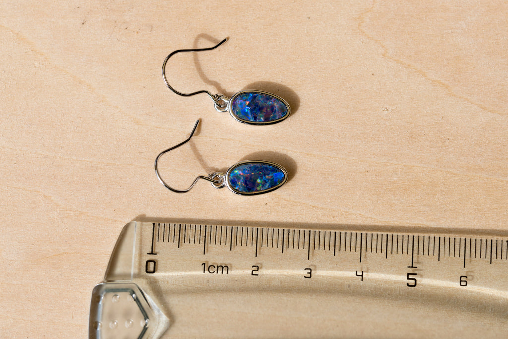 Genuine Australian Fire Opal - Luxury Design Australian Doublet Opal Earrings in Sterling Silver White Gold Plated