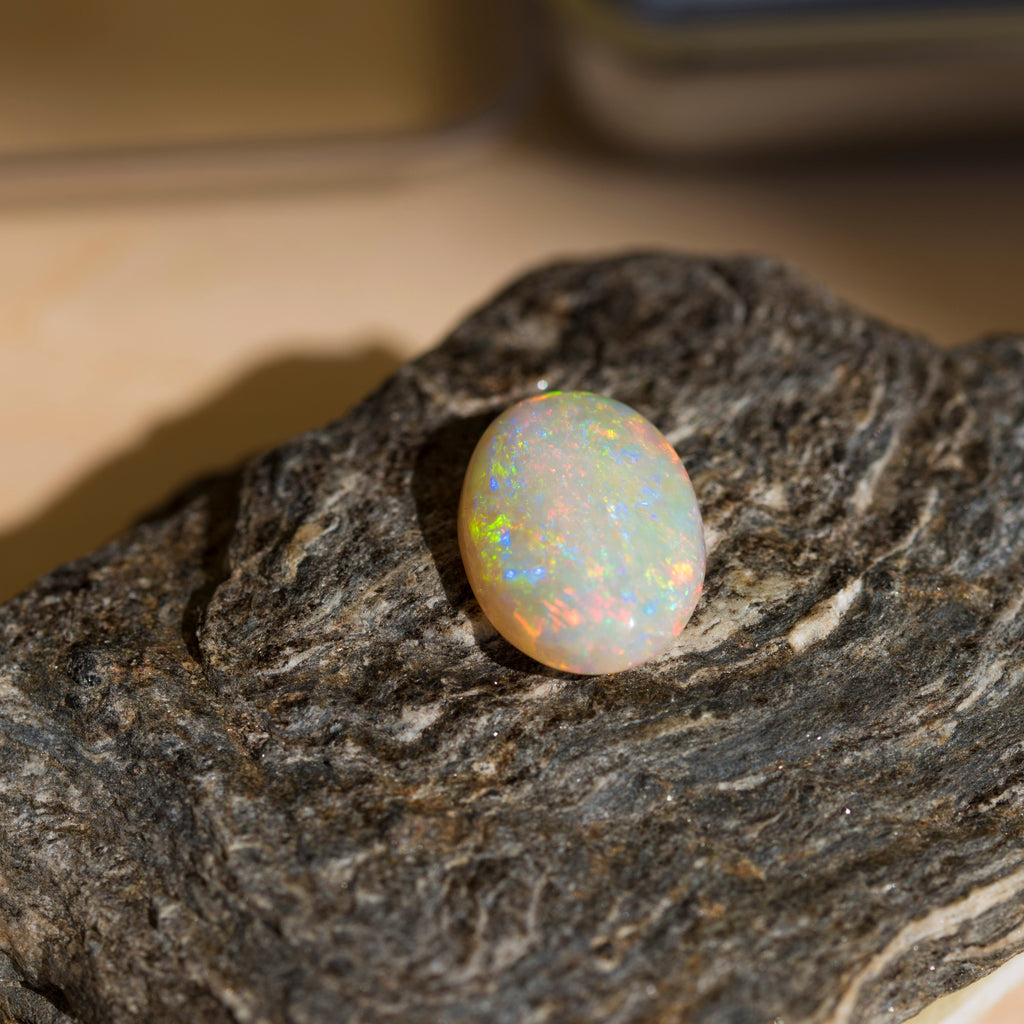 Natural Australian Opal Loose Stone – Vibrant Multi-Color Fire Opal, Premium Gem