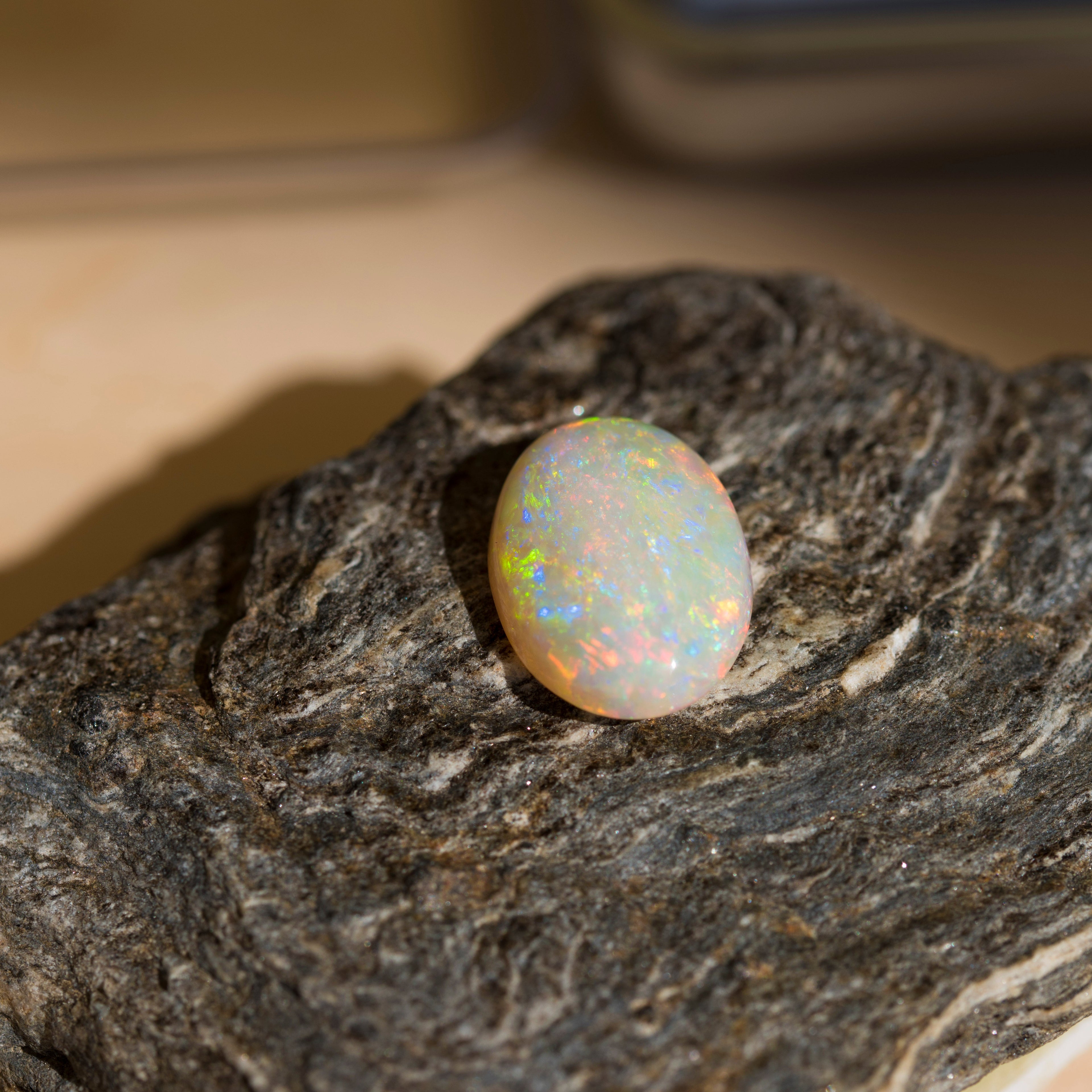 Natural Australian Opal Loose Stone – Vibrant Multi-Color Fire Opal, Premium Gem