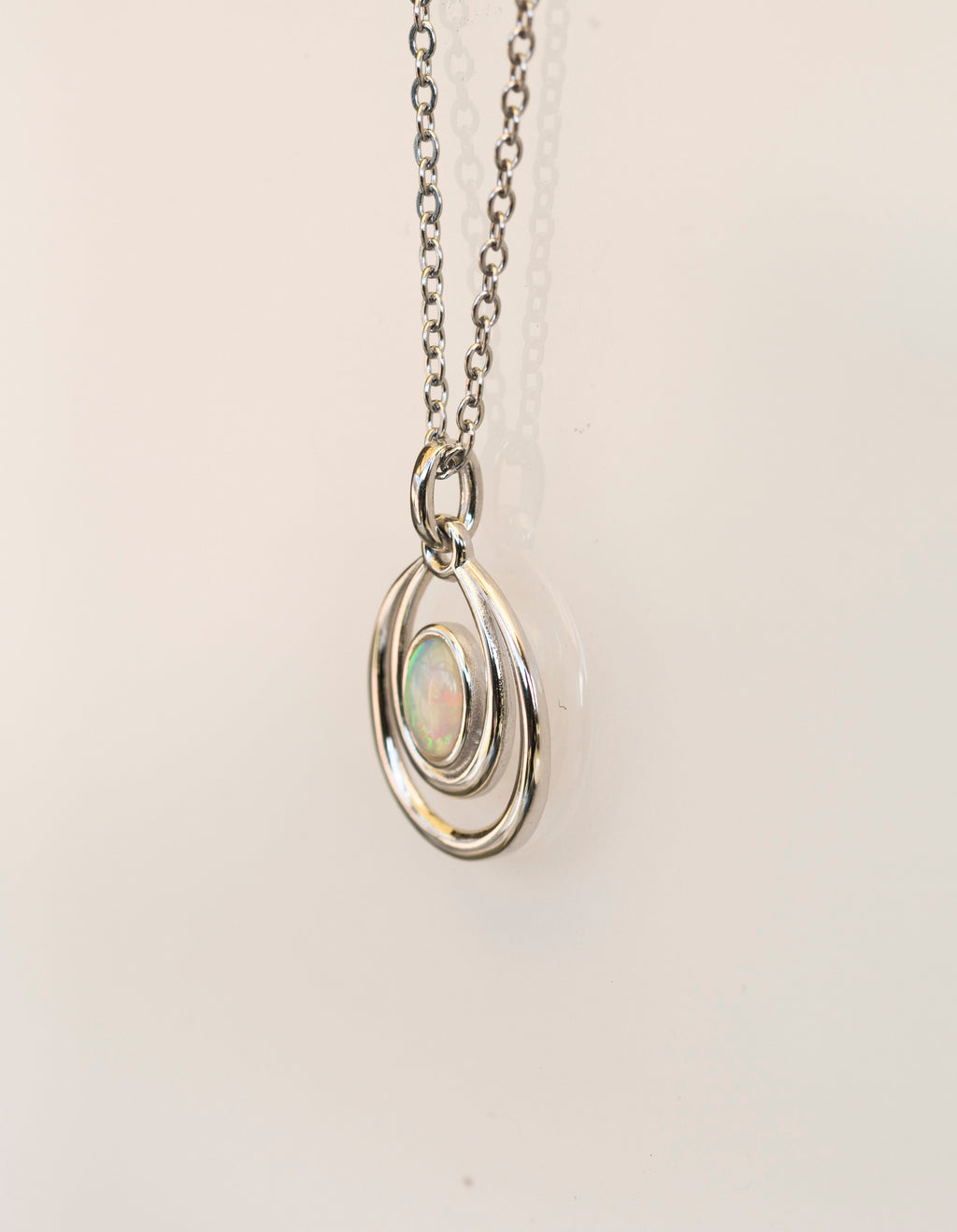 Genuine Australian Opal - Dainty Pendant - Multi Color Fire Opal - Australian Solid Opal Necklace Pendant in Sterling Silver White Gold Plated