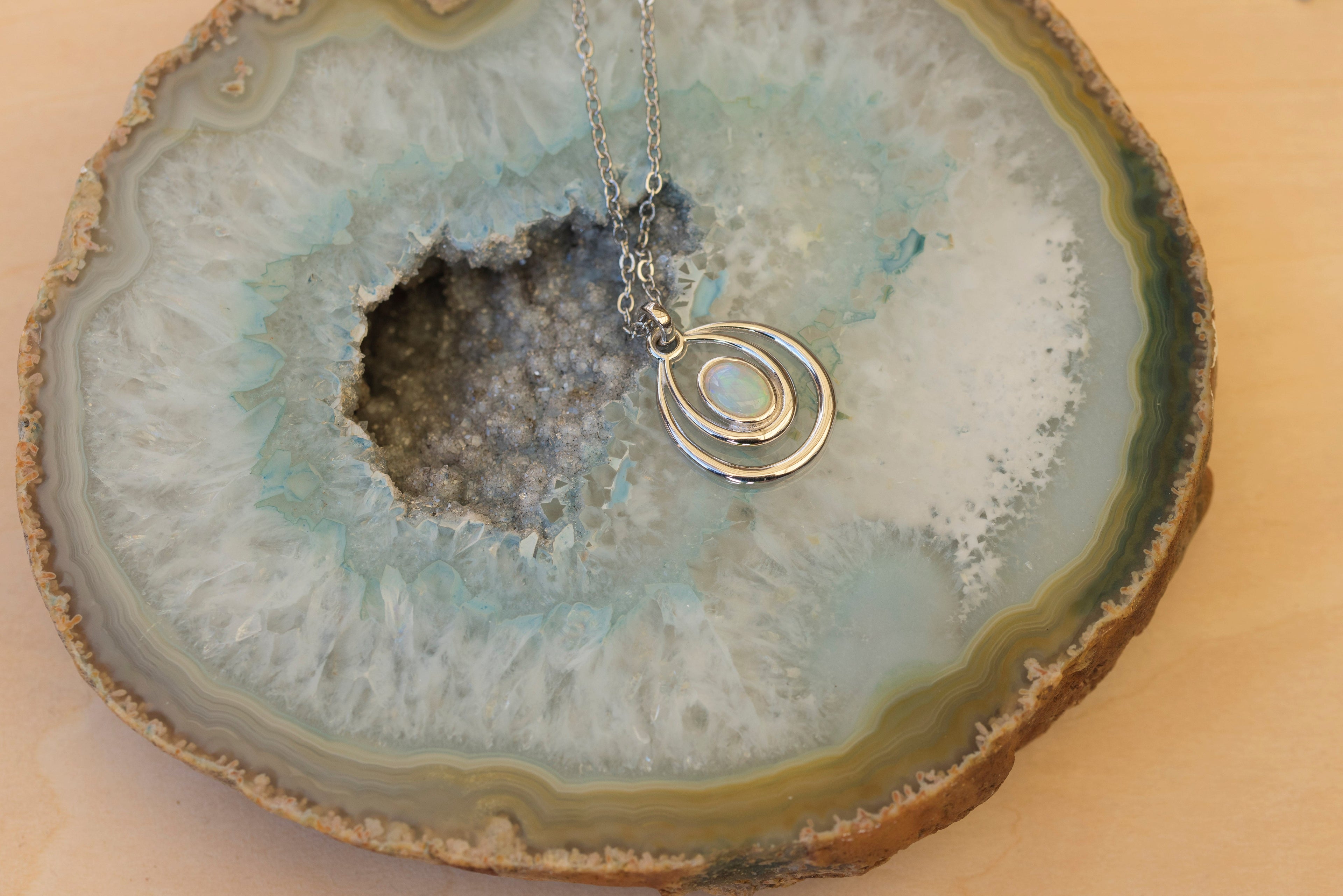 Genuine Australian Opal - Dainty Pendant - Multi Color Fire Opal - Australian Solid Opal Necklace Pendant in Sterling Silver White Gold Plated