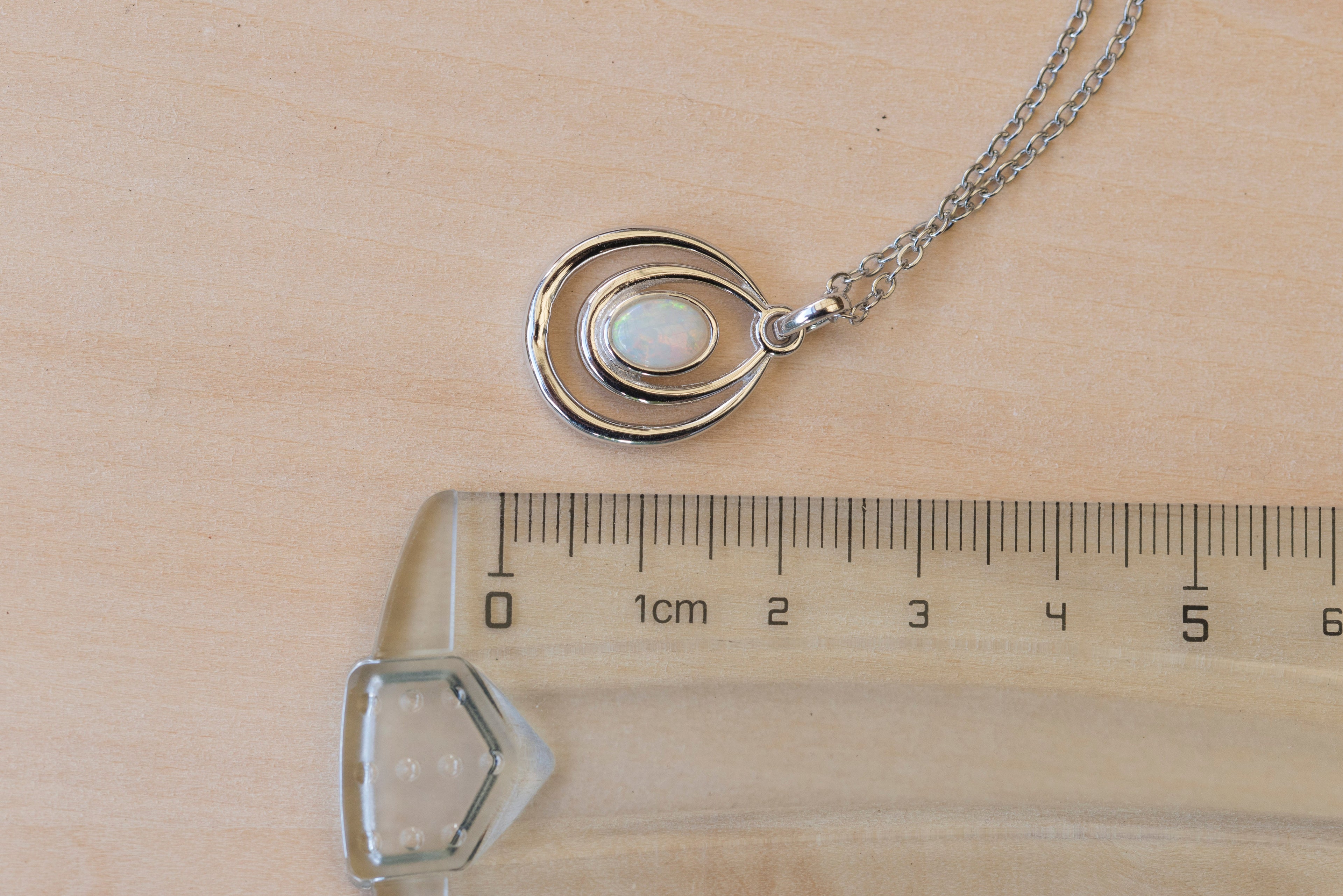 Genuine Australian Opal - Dainty Pendant - Multi Color Fire Opal - Australian Solid Opal Necklace Pendant in Sterling Silver White Gold Plated