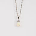 Hand Crafted Australian Opal Pendant - Multi Color Dainty Necklace in Sterling Silver White Gold Plated