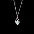 Handmade Australian Opal - Dainty Multi Color Fire Opal Necklace - Australian Solid Opal Necklace Pendant in Sterling Silver White Gold Plated