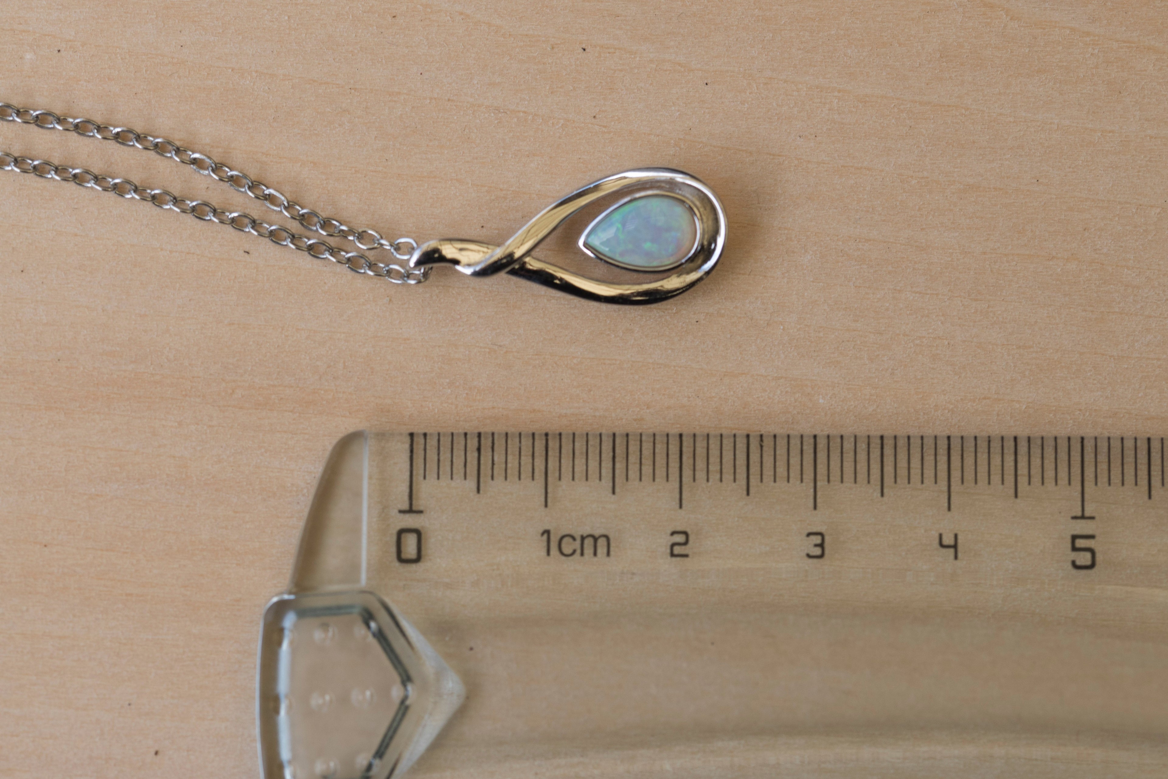 Handmade Australian Opal - Dainty Multi Color Fire Opal Necklace - Australian Solid Opal Necklace Pendant in Sterling Silver White Gold Plated