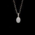 Australian Opal Jewelry - Dainty Multi Color Fire Opa Pendant - Australian Solid Opal Necklace in Sterling Silver White Gold Plated