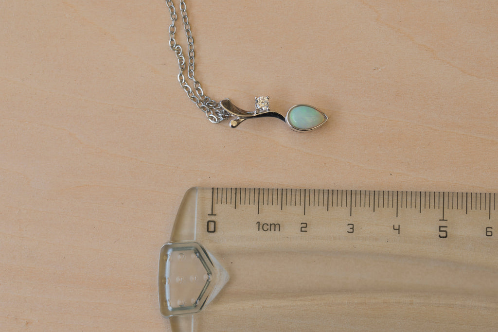 Genuine Australian Opal - Dainty Multi Color Fire Opal Necklace - Australian Solid Opal Pendant in Sterling Silver White Gold Plated