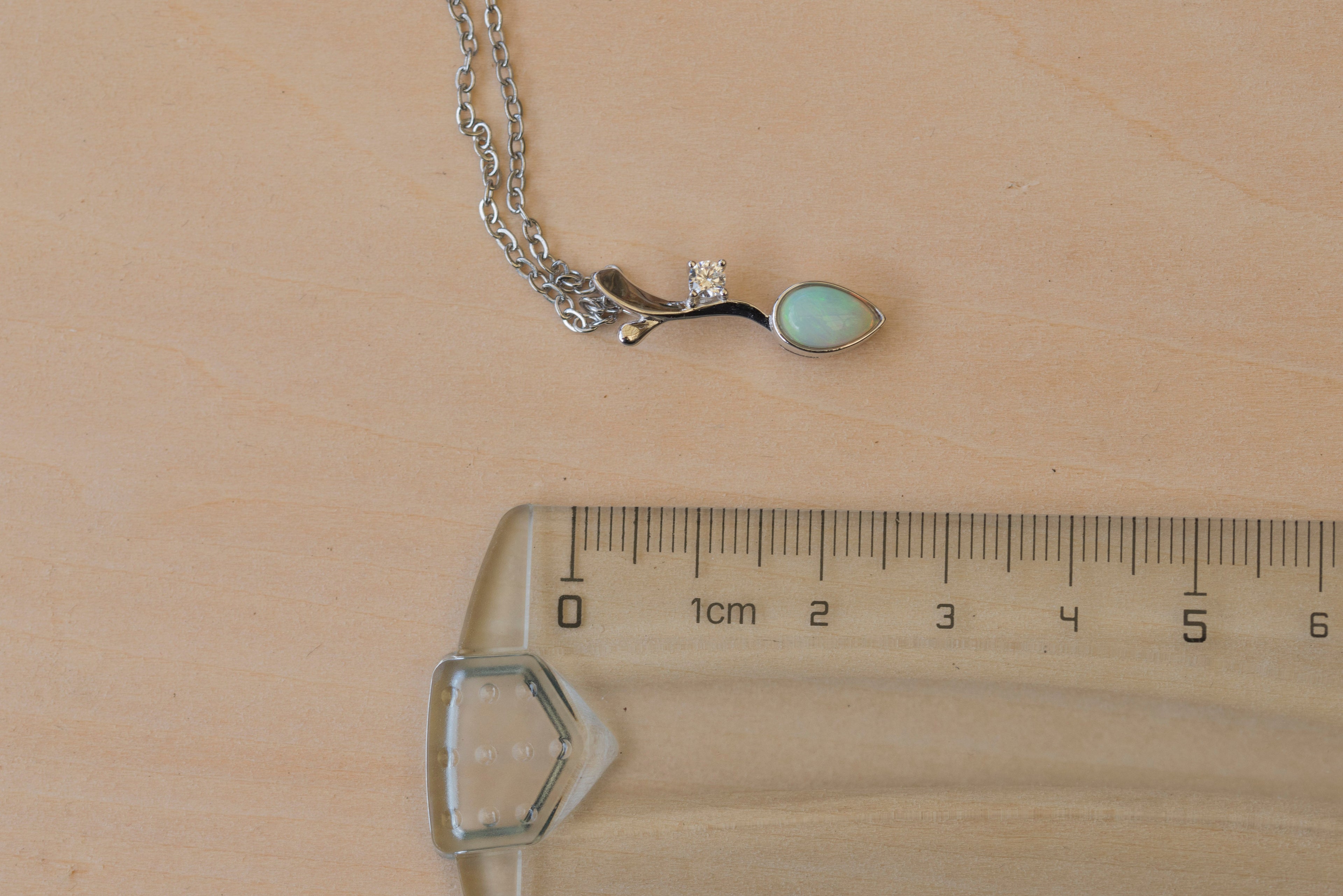 Genuine Australian Opal - Dainty Multi Color Fire Opal Necklace - Australian Solid Opal Pendant in Sterling Silver White Gold Plated