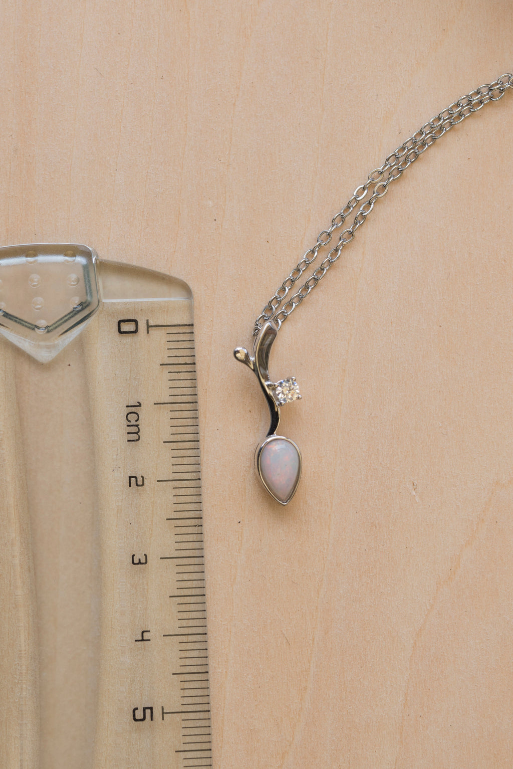 Dainty Australian Opal Pendant - Multi Color Fire Opal Necklace - Australian Solid Opal Necklace Pendant in Sterling Silver White Gold Plated