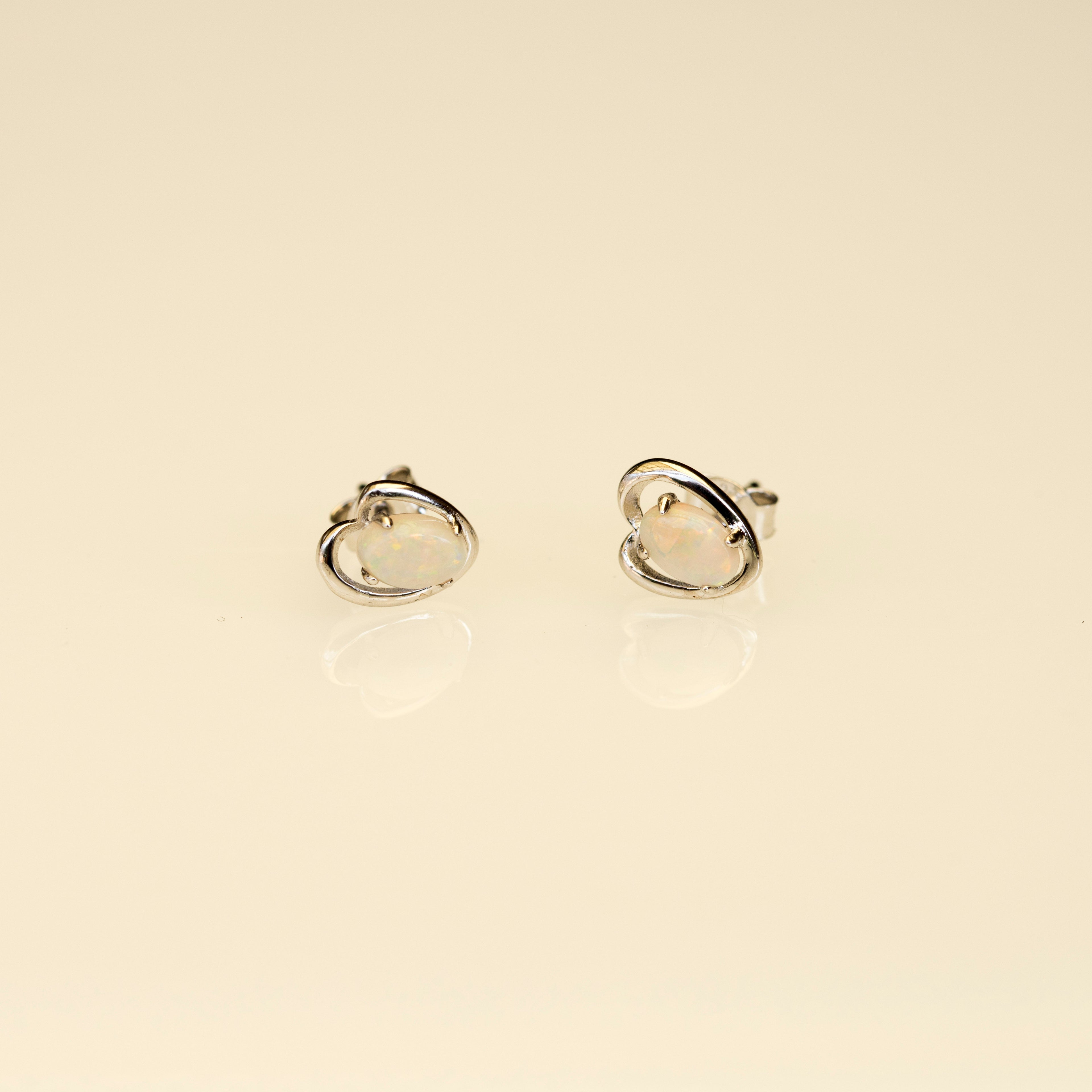 Genuine Australian Opal - Dainty Earrings in Multi Color - Australian Solid Opal Earrings in Sterling Silver White Gold Plated