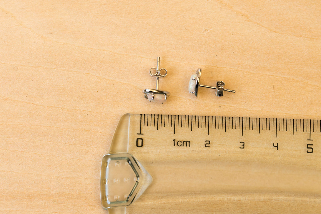 Genuine Australian Opal - Dainty Earrings in Multi Color - Australian Solid Opal Earrings in Sterling Silver White Gold Plated