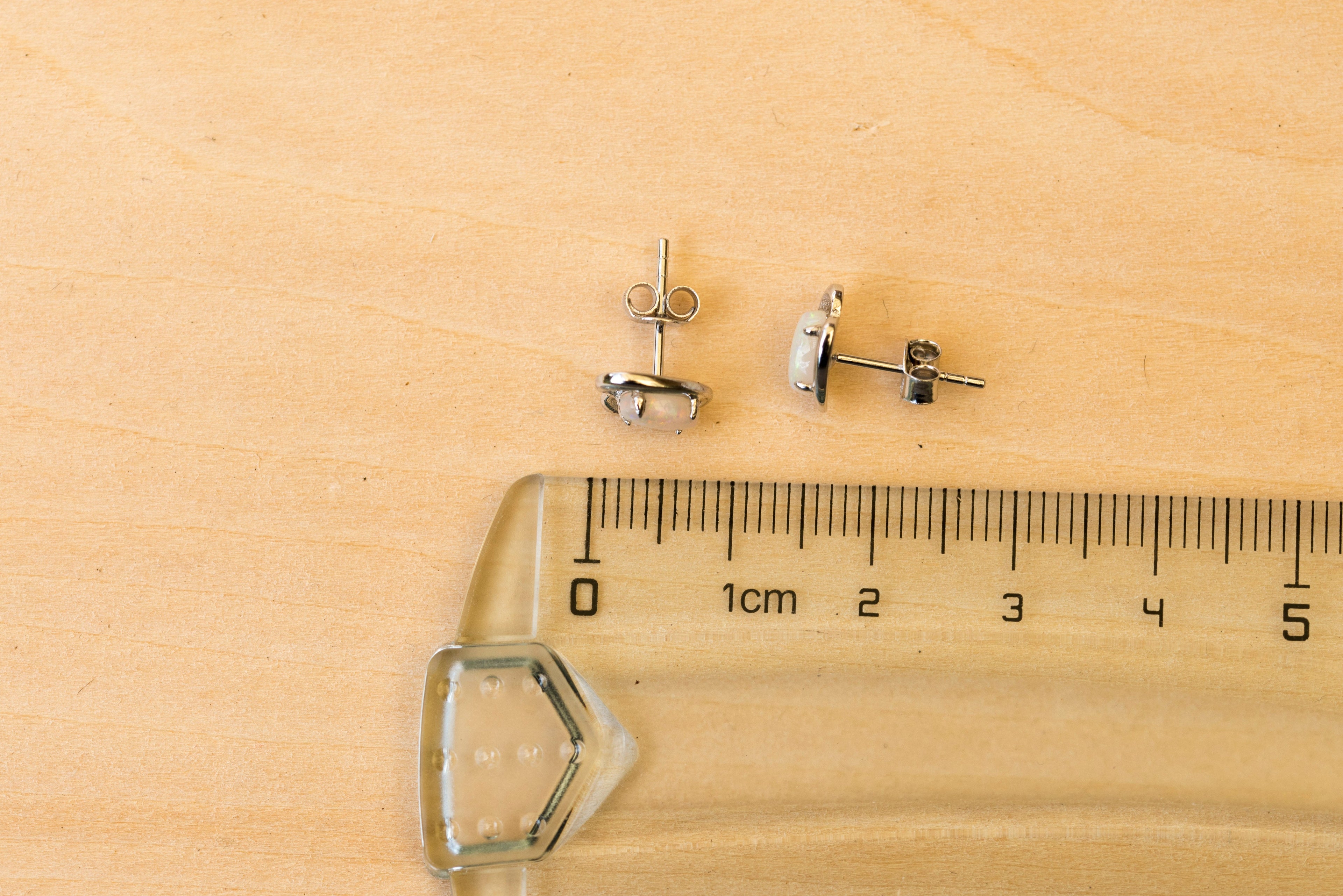 Genuine Australian Opal - Dainty Earrings in Multi Color - Australian Solid Opal Earrings in Sterling Silver White Gold Plated