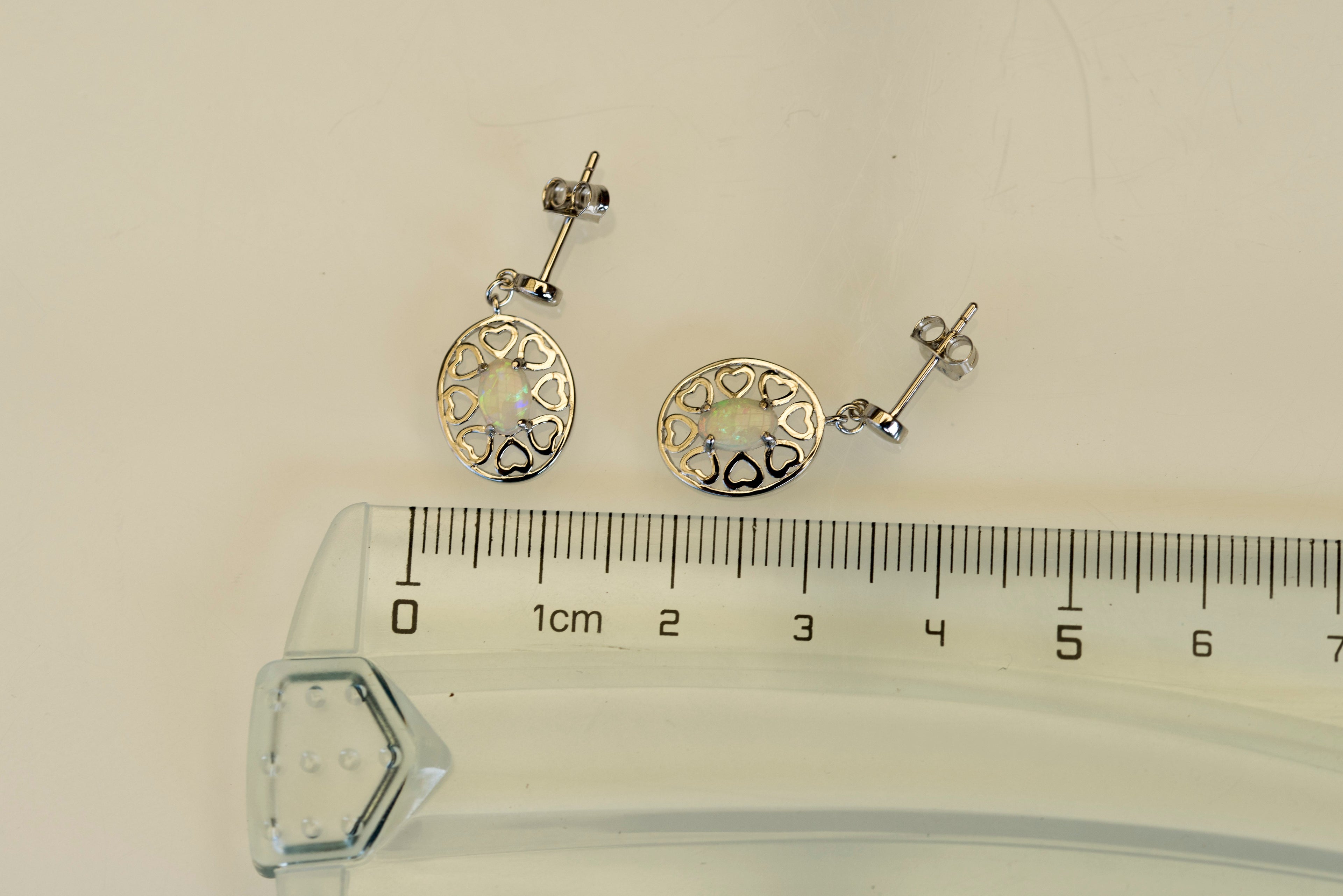 Genuine Australian Opal - Multi Color Fire Opal Earrings - Dangling Australian Solid White Opal Earrings in Sterling Silver White Gold Plated