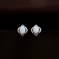 Natural Australian Opal Earrings - Authentic Australian Solid White Opal Earrings in Sterling Silver White Gold Plated