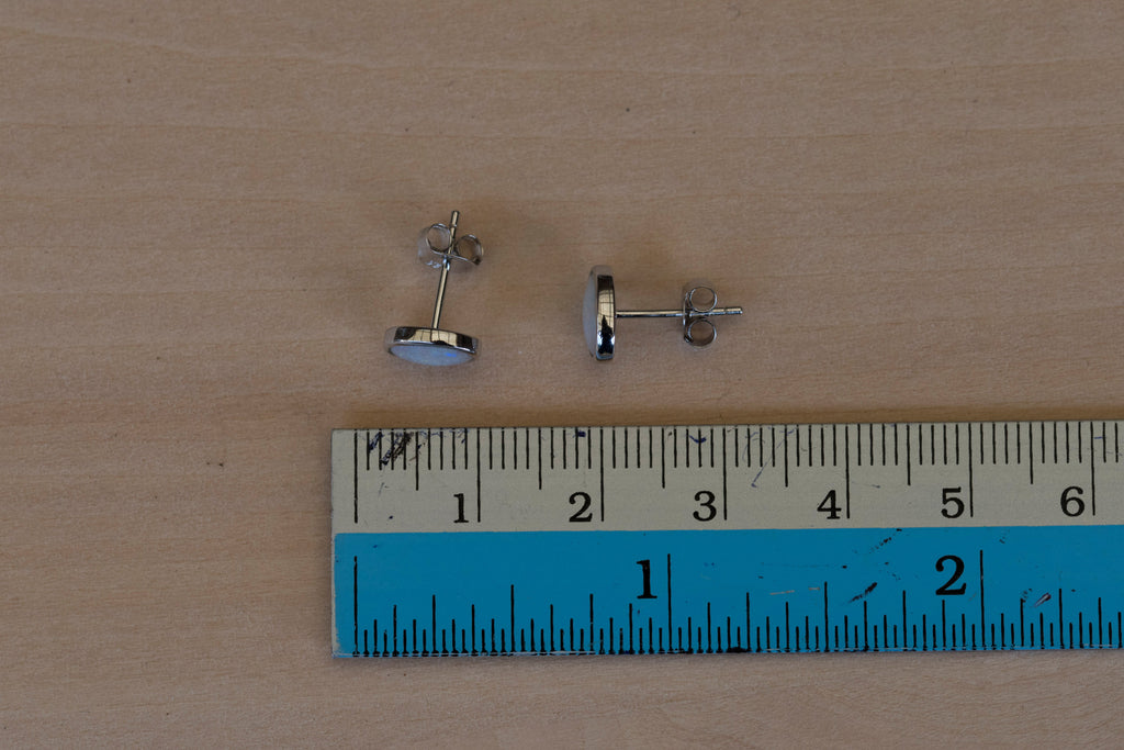 Genuine Australian Opal - Multi Color Fire Opal Earrings - Authentic Australian Solid White Opal Earrings in Sterling Silver White Gold Plated