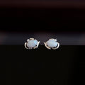 Genuine Australian Opal Earrings - Authentic Australian Solid White Opal Earrings in Sterling Silver White Gold Plated