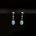 Genuine Australian Opal Jewelry - Handmade Locally - Authentic Australian Solid White Opal Earrings in Sterling Silver White Gold Plated