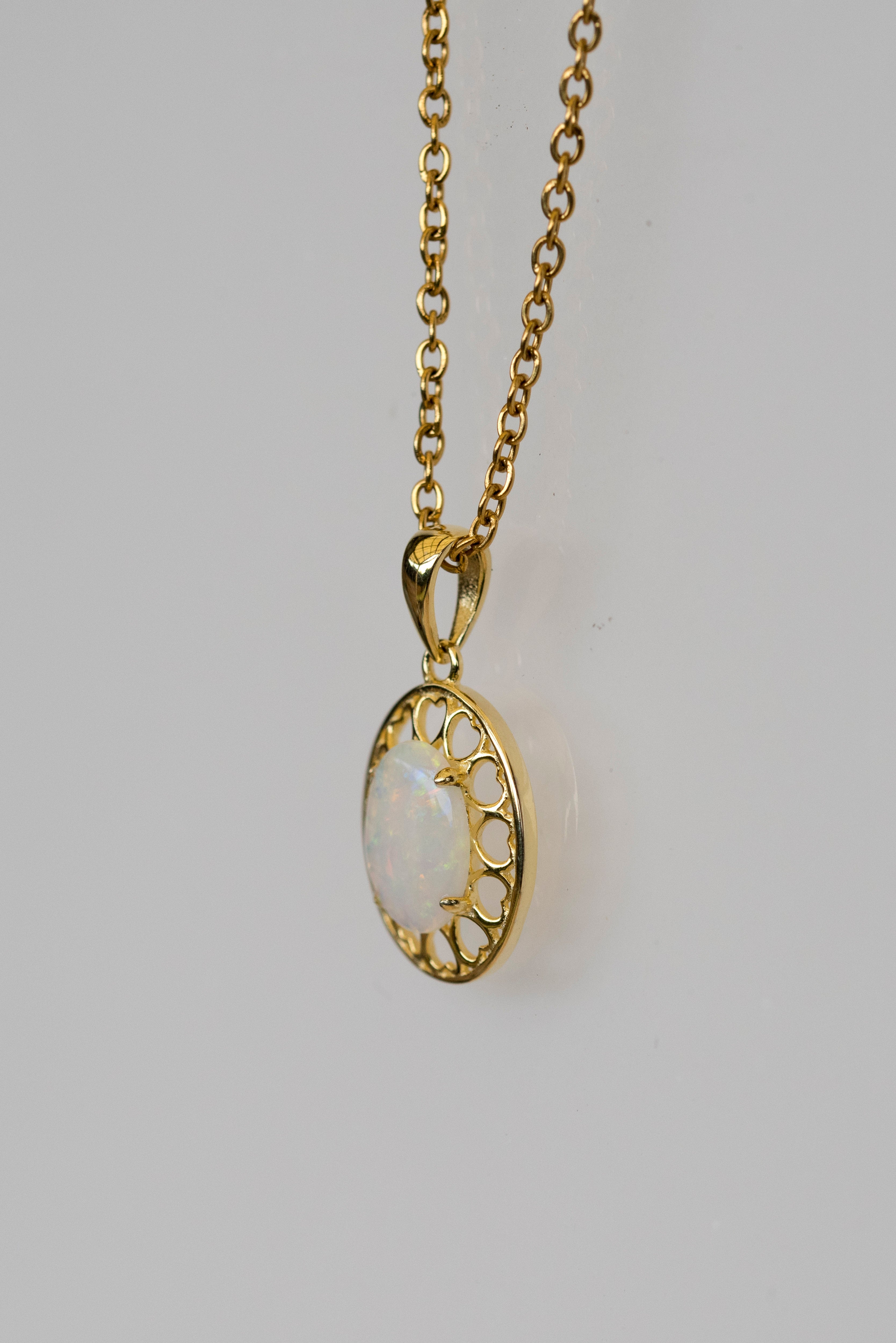 Hand Crafted Australian Opal Piece- Multi Color - Authentic Australian Solid Opal Necklace Pendant in Sterling Silver Yellow Gold Plated