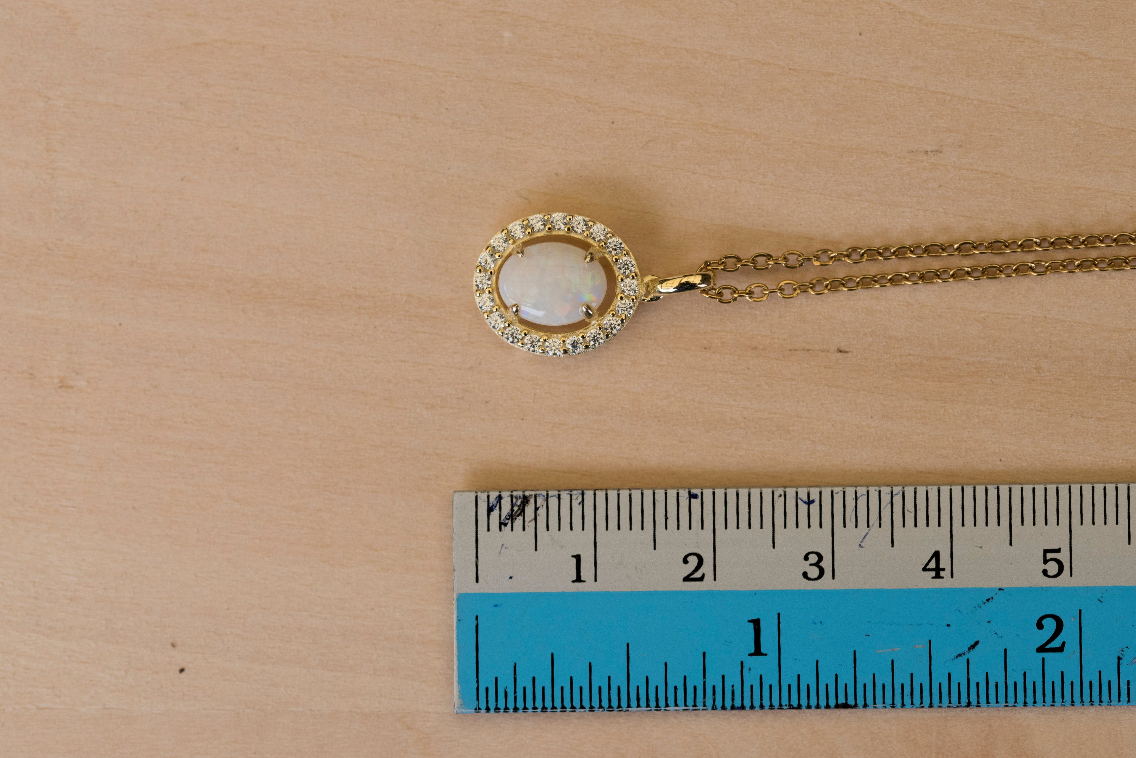 Authentic Australian White Opal Necklace – Multi-Color Solid Opal Pendant in Yellow Gold Plated Sterling Silver