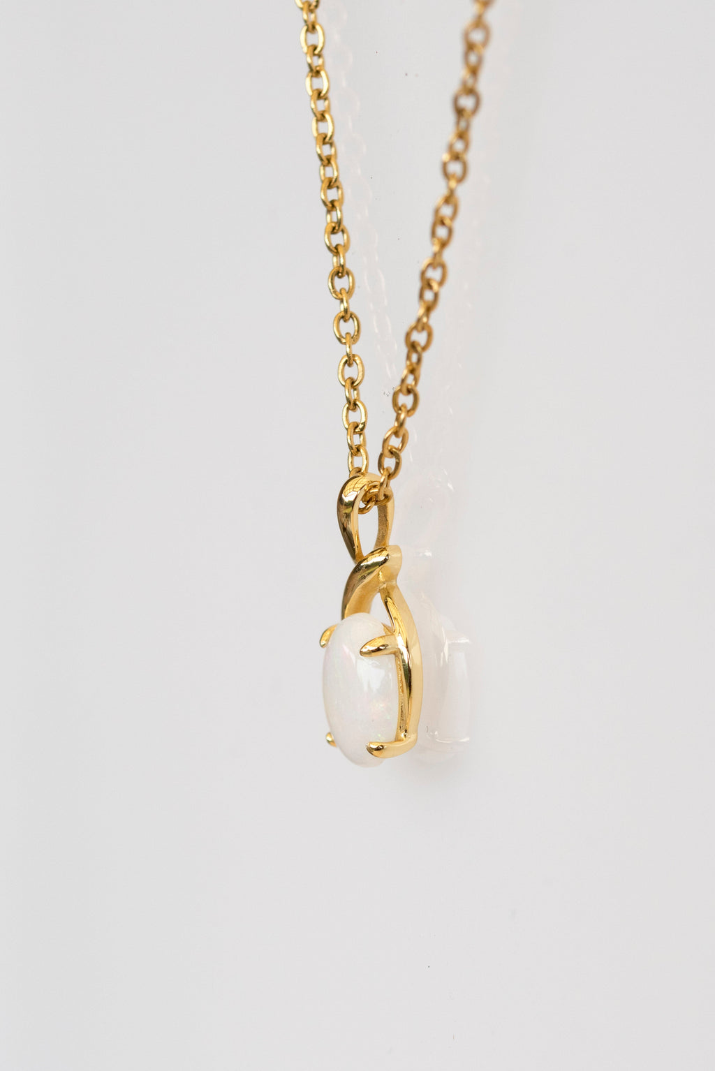 Genuine Australian Opal - Multi Color White Opal Necklace - Authentic Australian Solid Opal Necklace Pendant in Sterling Silver Yellow Gold Plated