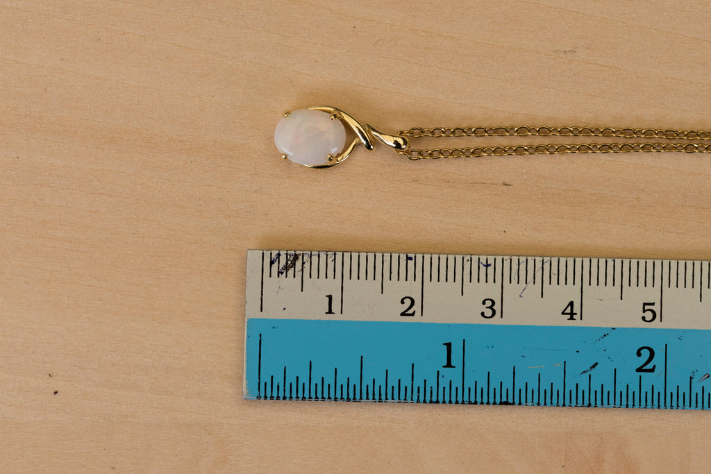 Genuine Australian Opal - Multi Color White Opal Necklace - Authentic Australian Solid Opal Necklace Pendant in Sterling Silver Yellow Gold Plated