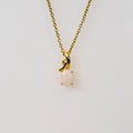 Genuine Australian Opal - Multi Color White Opal Necklace - Authentic Australian Solid Opal Necklace Pendant in Sterling Silver Yellow Gold Plated