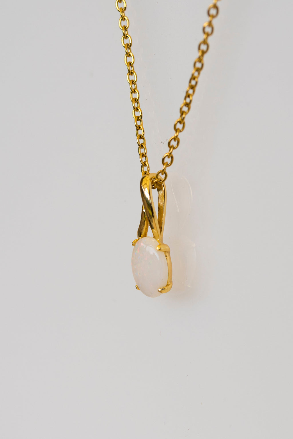 Genuine Australian Opal - Multi Color White Opal Necklace - Authentic Australian Solid Opal Necklace Pendant in Sterling Silver Yellow Gold Plated