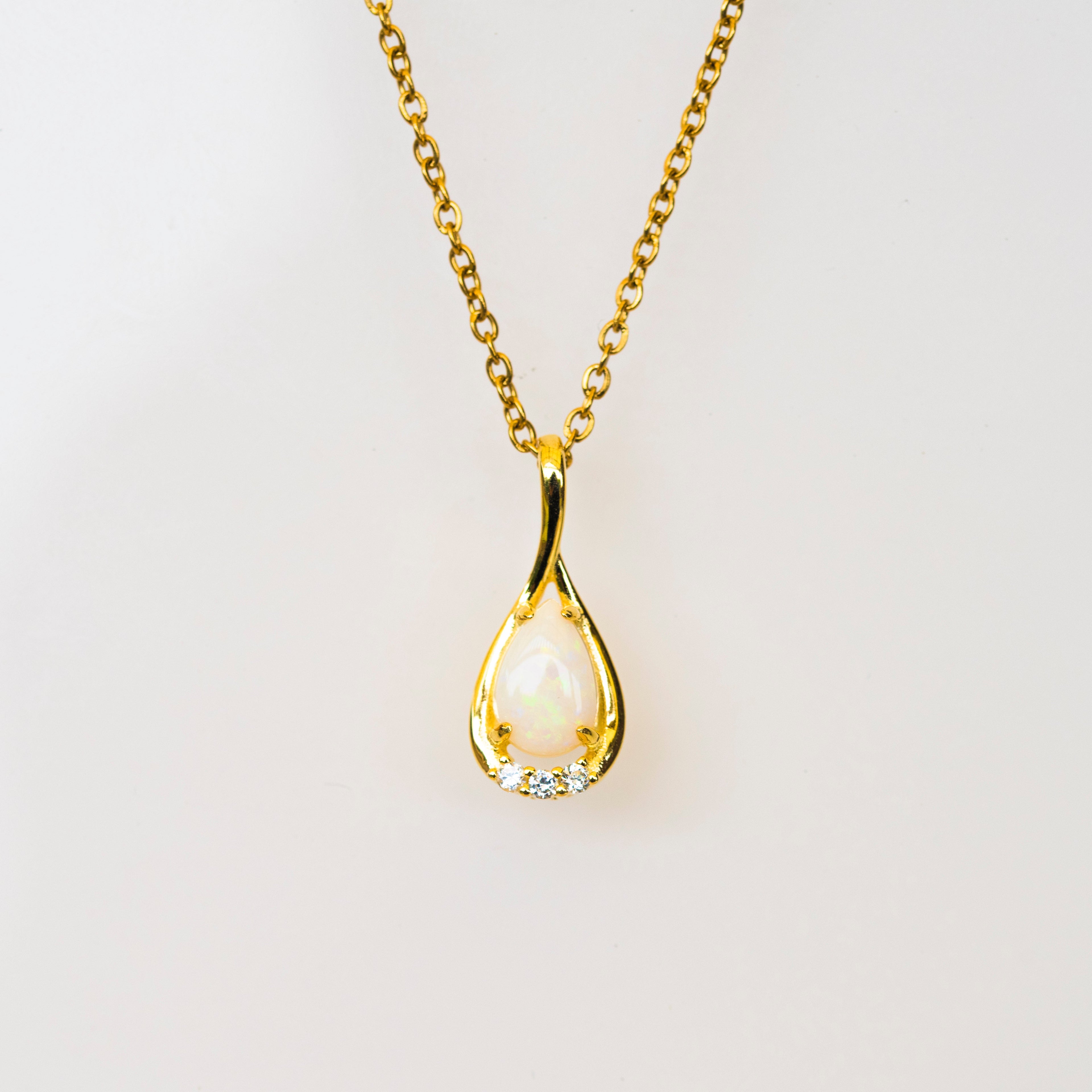 Handmade Australian Opal Jewelry - Multi Color White Opal Necklace - Australian Solid Opal Sterling Silver Yellow Gold Plating