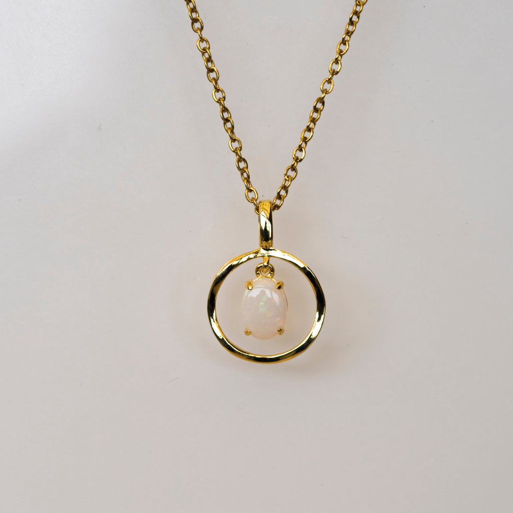 Australian Solid Opal Necklace Pendant in Sterling Silver Yellow Gold Plated